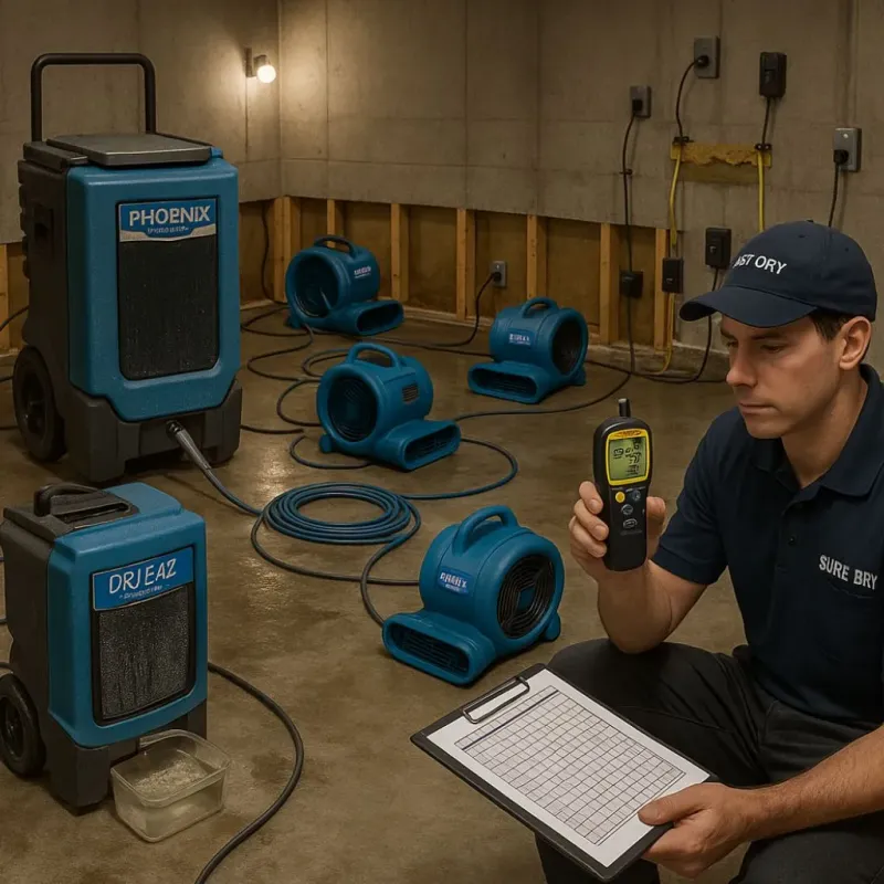 Structural Drying and Dehumidification process in Holden, MA